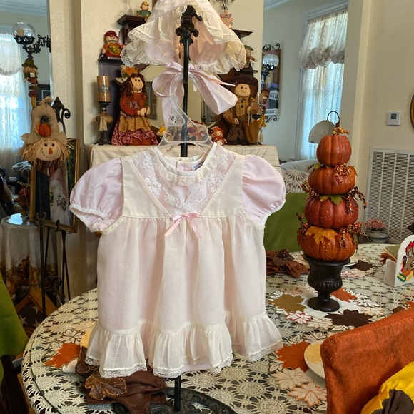 Nana’s Pet Vintage Toddler girls Pinafore Dress with matching Bonnet size 2 - Picture 6 of 16